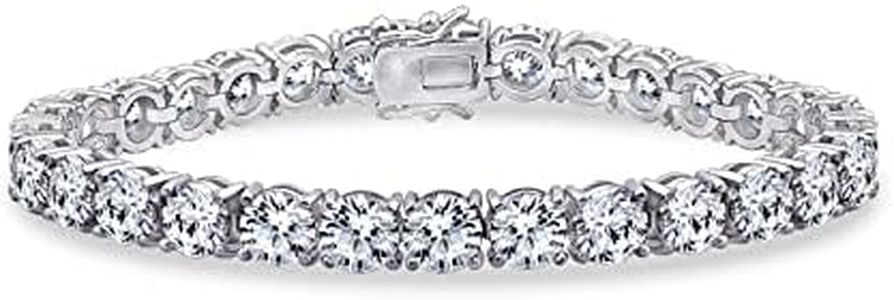 Amazon Collection Platinum Plated Sterling Silver Tennis Bracelet set with Round Cut Infinite Elements Cubic Zirconia, 7.25"