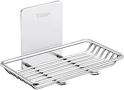 Tiilan Self Adhesive Bar Soap Dish for Shower, Bathroom Soap Holder Wall Mount – Stainless Steel, Silver