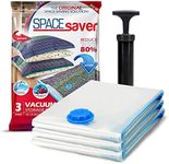 Spacesaver Vacuum Storage Bags (Jumbo 3 Pack) Save 80% on Clothes Storage Space - Vacuum Sealer Bags for Comforters, Blankets, Bedding, Clothing - Compression Seal for Closet Storage. Pump for Travel.