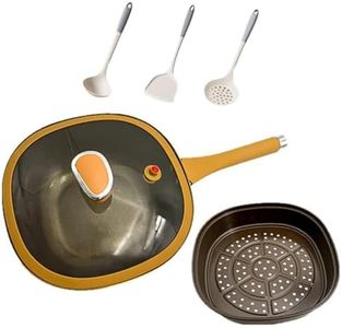 12-inch titanium alloy non-stick frying pan with lid, multi-purpose titanium frying pan, tagine pan, suitable for frying, stir-frying, stewing, and braising (2 spoons + spatula + lid).