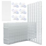 LINLAN Aquarium Fish Tank Dividers Set, 8 Pcs Aquarium Grid Plastic with 6 Pcs Sucker Clips and 20 Pcs Cable Ties, Egg Crate for Fish Isolation (White-15X30cm)