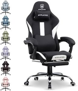 GTPLAYER Fabric Gaming Chair, Ergonomic Computer Chair with Footrest Lumbar Support Heavy Duty High Back Adjustable Height Svivel Office Desk Chair (White)