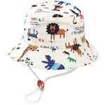 Infant Bucket Sun Hat Cute Animals World Print Summer Outdoor Toddler Beach Hat for 1-2 Years Old Boys Girls