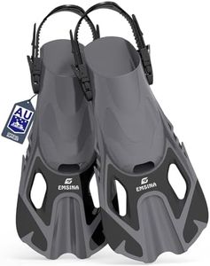 EMSINA Snorkel Fins Adjustable Buckles Open Heel Swim Flippers Travel Size Short Swim Fins for Snorkeling Diving Swimming Adult Men Womens & Kids(BlackL/XL)