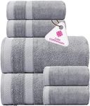 CASA COPENHAGEN Solitaire Towel Designed in Denmark 600gsm Hotel & Spa, Kitchen & Bathroom Egyptian Cotton 6 Piece Set - 2 Bath Towels, 2 Hand Towels, 2 Washcloths - GREY VIOLET