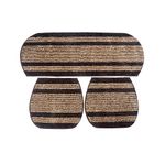 WashBerry Polyester Coffee Striped Washable Car Seat Cover Non-Slip Mat For All Cars And Sofa Sets (3 Pieces Set)