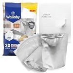 30x Wallaby 2.5-Gallon Gusset Mylar Bag Bundle - (7.5 Mil - 12" x 18") Stand-Up Zipper Pouches + 30x Labels - Heat Sealable, Food Safe, & Reliable Long Term-Food Storage Solutions - Silver