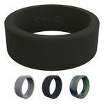 QALO Men's Basic Flat Rubber Silicone Ring, Rubber Wedding Band, Breathable, Durable Rubber Wedding Ring for Men, 8mm Wide 2mm Thick, Black, Size 10