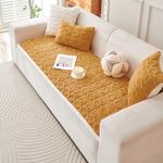 HOKIPO 'Italian Caelora' Luxury Jacquard Plush Sofa Cover Mat | Make Your Own Sofa Cover Set, Mat Length 70(D) x 170(L) cm, Honey Yellow (AR-5958-YLW)