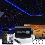 Cloudsale 16W Fiber Optic Star Ceiling Light Kit RGBW APP+Music Control Sound Sensor Light Source with 28key RF Musical Remote and Fiber Cable 300pcs 0.75mm 9.84ft/3M for Car and Home