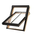 YARDLITE CVX Conservation Roof Window Pine Wood, FSC Certified, Vented Centre-Pivot Loft Attic Skylight. Bundle with Slate, Tile Or Universal Vint Flush Flashing - C4A(55 X 98cm) +Slate Flashing