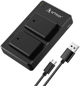 Artman NP-FW50 Battery 2-Pack 1300 mAh and Dual Charger Compatible with Sony ZV-E10, Alpha A6000 A6300 A6400 A6500 A5000 A5100 A7 A7II A7R A7RII A7S A7SII RX10 II III Camera