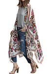 Hibluco Women's Fashion Chiffon Floral Kimono Cardigan Long Swimwear Cover Ups