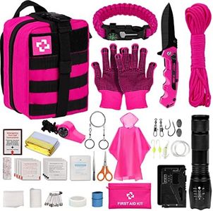 Vioview Emergency Survival Kit and First Aid Kit, Professional Survival Gear and Equipment with Tactical Molle Pouch, Gifts for Women Outdoor Adventure Camping Hiking Hunting