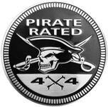 Pirate Badge Rated Car Emblem, 4 x 4 Automotive Car Badge Decals Stickers, 3D Metal Car Badges Round Emblem Decals, Car Exterior Emblems Badge Compatible with Jeep Wrangler Vehicles Trucks SUV