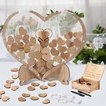 Wedding Guest Book, Arespark Wooden Hearts Wedding Decoration Set, 100 Wooden Heart, Storage Box, 2 Marker Pens, 2 Light Bars, Gift, Decoration