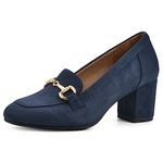 WHITE MOUNTAIN Women's Shoes Freehold Block Heel Loafer, Navy/Fabric, 9 UK