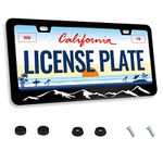 Mountains License Plate Frame Mountains Raised License Plate Frames for Car Decorative Parts Stainless Steel Rustproof License Plate Cover for Standard Us Canada License Plate Holder 12x6 Inch