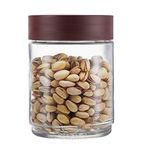 CELLO Modustack Glassy Storage Jar | Glass Jar with Lid | Air Tight Steel Lid and Stackable | For Storage of Food, Pulses, Spice, Cereals, Cookies, Dry Food | 1500ml, Maroon