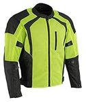 Milwaukee Leather MPM1793 Green High Vis Armored Mesh Motorcycle Jacket for Men - All Season Biker Jacket - X-Large