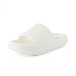 CUSHIONAIRE Women's Feather Cloud Recovery Slide Sandals with +Comfort, Vanilla 9