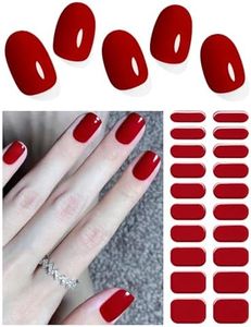 Wahrshei Pegatinas de Gel | Rojo Oscuro Pegatinas Uñas Gel | 20 Pcs Gel Semicurado de Pegatinas | Adhesivos para Uñas de Gel, Envolturas de Esmalte de Gel para Uñas
