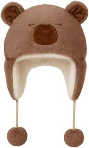 Deletoys Animal Plush Hat Capybara Plush Silly Hat Plush Cap Holiday Cosplay Dress Up Crazy Hats Funny Gift for Kids Adult, Brown