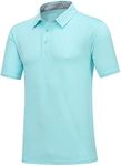 YSENTO Men's Golf Shirts Short Sleeve Dry Fit Moisture Wicking Sports Polo Shirts Sky Blue Size XXL