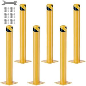 GarveeLife Heavy Duty Steel Safety Bollards 36 in,Steel Parking Bollards Post 6 Pack,Removable Bollards for Warehouse, Garage, Parking Lot, Reflective Tape, Anchor Bolts Included,