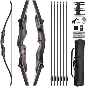 CVLIFE 62" Recurve Bow and Arrow Set for Adults and Hunter,40lb Right Hand Wooden Takedown Hunting Recurve Bow,for Beginners to Advanced,Outdoor Hunting and Target Practice