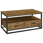 Yaheetech Coffee Table with Drawers, Large Wooden Coffee Table with Storage for Living Room, Rustic Bown, 110×60×48.5 cm