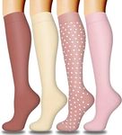 DRESHOW 4 Pairs Compression Socks For Women&Men Circulation Best Support for Athletic Running Cycling Travel