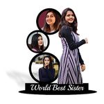 Prints Club Wood Customized World Best Sister Photo Frame Tabletop, Multi-Coloured 8 X 11 In | Rakshabandhan Rakhi Birthday Sorry Gift For Sis Behan, Round, 8X11 Inch