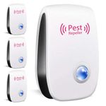 4 Pack Ultrasonic Pest Repeller Plug In – Mice Repellent & Insect Repellent Plug In, Indoor Pest Control for Mouse, Spider, Cockroach & Fly, Pet & Child Friendly for UK Homes （White）
