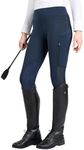 FitsT4 Sports Women's Riding Leggings with Knee Patches and Zip Pocket, Elastic Jodhpur Trousers for Riding School Riding Sports, Military Blue, XL