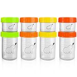 Budding Bear Glass Baby Food Storage Containers (8pk) - 2 Sizes Baby Weaning Pots 100 ml/3.5 fl oz & Baby Snack Pots 220 ml/7.5 fl oz - Baby Freezer Pots Reusable, Dishwasher & Microwave Safe