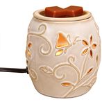 Darice MELT-012 Electric Ceramic Wax Warmer: Beige Floral & Nature Design, 4 Inches