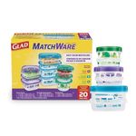 GladWare Matchware Food Storage Containers, 20 pc Value Pack Rainbow Kitchen Storage Containers | Glad Lock Tight Seal, BPA Free Lunch Containers, Glad Plastic Food Containers with Lids