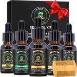 XIKEZAN Beard Oil 5 Pack w/Unscented,Cedarwood,Sandalwood,Vanilla,Orange,Christmas Stocking Stuffers Fathers Valentines Day Gifts Him Dad friend Husband,Beard Growth,Soften,Moisturizing,Strength