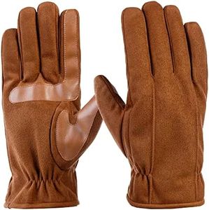 isotoner Men’s Microfiber Touchscreen Texting Warm Lined Cold Weather Gloves with Water Repellent Technology, Cognac, X-Large