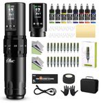 EZ Machine Kit - Tattoo Gun Kit with 7 Strokes 2.0-4.0mm Machine, Extra 1600mAh Battery Power Supply, 20Pcs Tattoo Cartridge Needles for Beginners and Artists (X30)
