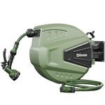 Diivoo Retractable Garden Hose Reel 1/2 in. 65 ft, Automatic Water Hose Reel for Outside with Auto Rewind, Any Length Lock, Wall Mount, 180° Swivel Bracket, 9 Pattern Hose Nozzle
