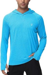 Mens UPF 50+ Fishing Swim Shirt - Long Sleeve Sun Shirts Rashguard Running Hiking Beach Workout Hooded Shirt with Thumbhole