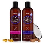 HASK CURL CARE Shampoo and Conditioner Set for all curly hair types, vegan, cruelty-free, color safe, gluten-free, sulfate-free, paraben-free - 1 Shampoo and 1 Conditioner