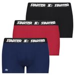 Starter Cotton Span Men’s Trunk – 3 Pack, Men’s Underwear Trunks, Soft & Comfortable Waistband, Anti-Chafing, Black/Blue/Red, XL