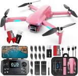 HHD Drone with 4K Camera for Adults Beginner, Under 249g with 32G TF Card,2 Battery for 52-Min Max Flight Time FPV RC Quadcopter，Video Transmission, Auto Return, Wind Resistance(Pink)