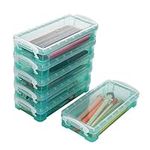 BTSKY Pack of 6 Clear Plastic Pencil Case Organizer,Large Capacity Pencil Box Stationery Box Set,Pencils Storage Box with Hinged Lid and Snap Closure for Office/Home(Green)