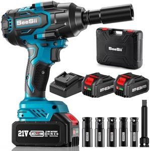 SEESII Cordless Impact Wrench High Torque 1000N.m(738 ft-lbs), 1/2" Brushless Impact Gun w/Two 4.0AH Battery, Fast Charger, 5 Sockets & Storage Case, Electric Impact Driver for Car Truck