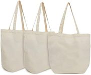 Okuna Outpost Reusable Canvas Grocery Bags, Non Woven Cloth Tote Bags with Handles for Shopping (16.5 x 19.5 In, 3 Pack)