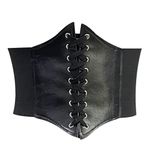 Jezioro Corset Belt,Women Halloween Pirate Tie Belts Costume,Waist Leather Dress,Elastic Wide Lace-up Underbust Womens,Ladies Adult Body Cinch for Cosplay Catwoman Retro Theme Party,Steampunk (Black)